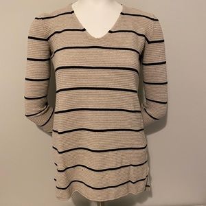 Womens Size XS Tan Striped Long Sleeve Light Sweater
